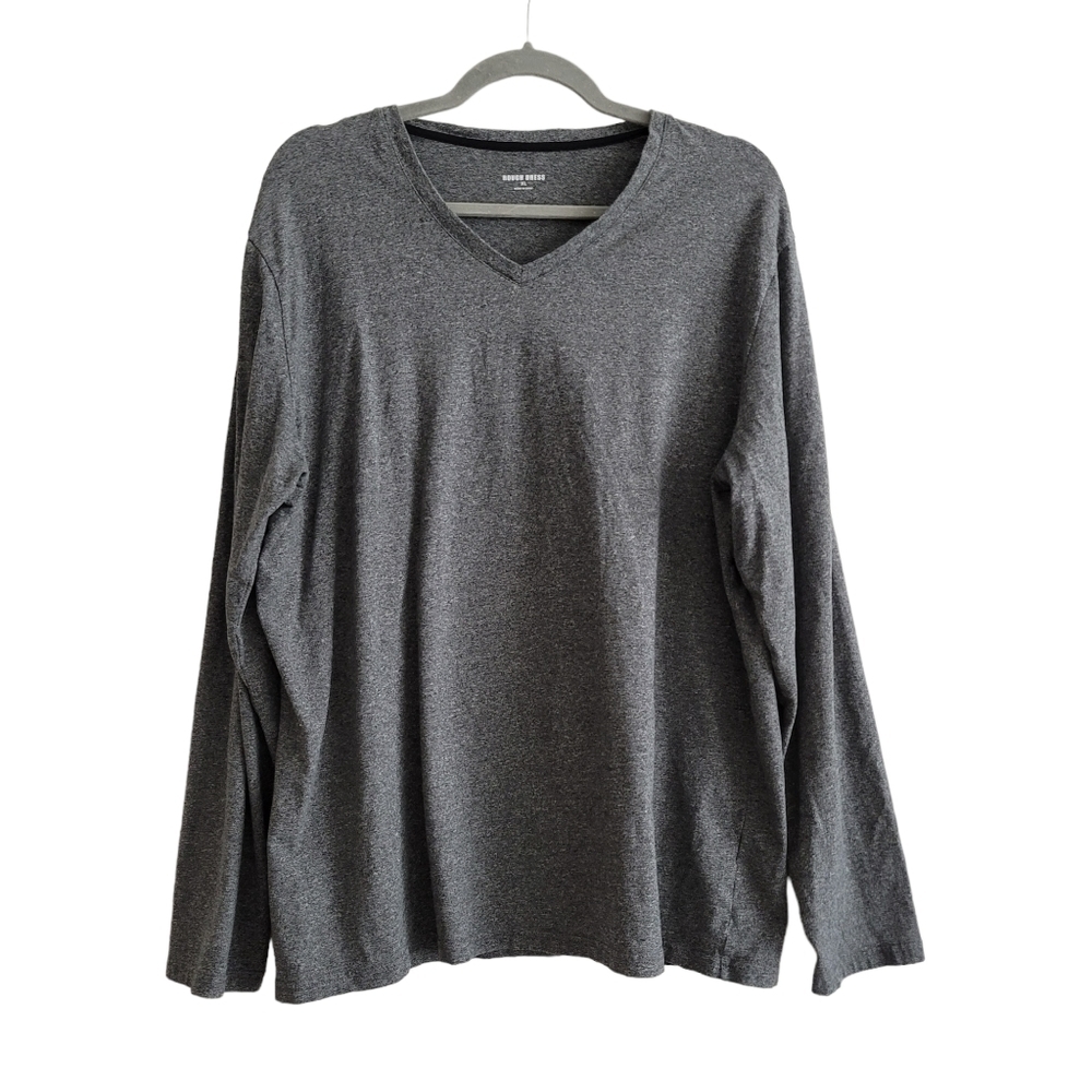 🍁 Rough Dress XL Gray Long Sleeve Casual V-Neck Shirt